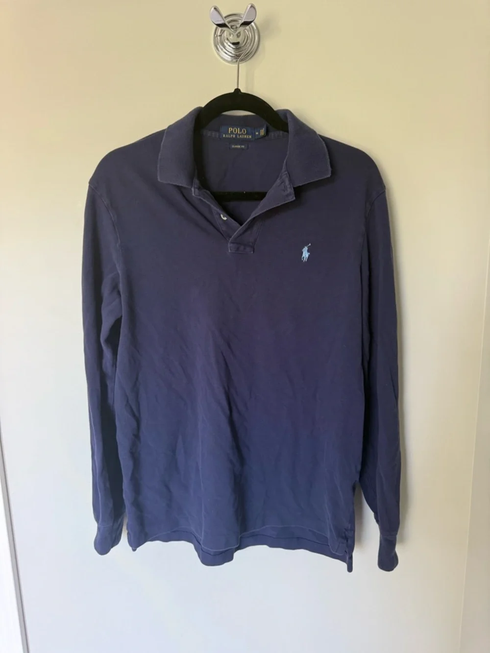 Vintage Men’s Polo Ralph Lauren Men's Long-Sleeve Classic Fit Polo - Navy Blue